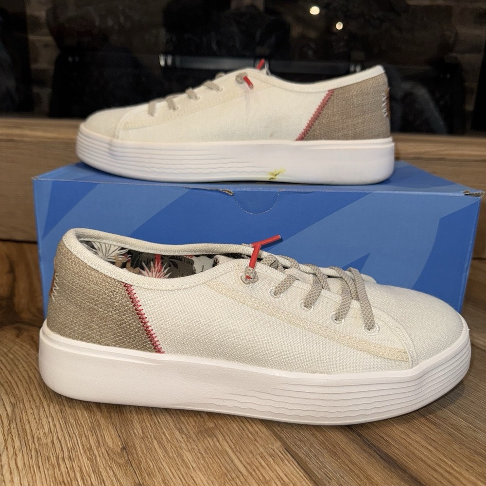 Hey Dude Cody Craft Linen Shoes Women's Size W7 White Slip On Sneakers Canvas